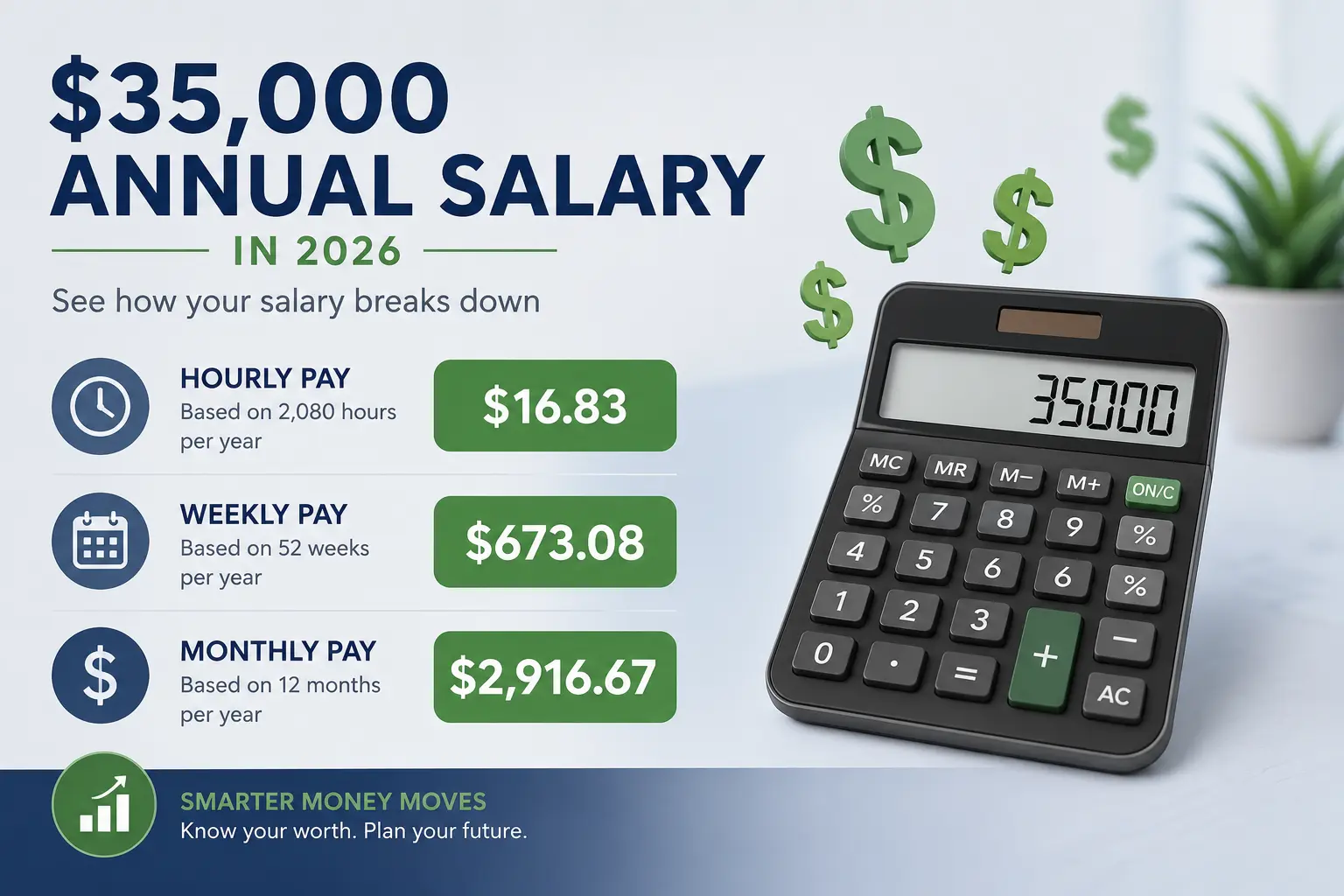 $35K salary breakdown by hour month and week
