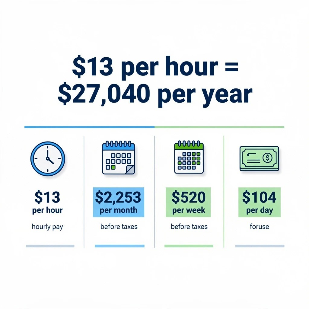 $13 per hour- $27,240 per year