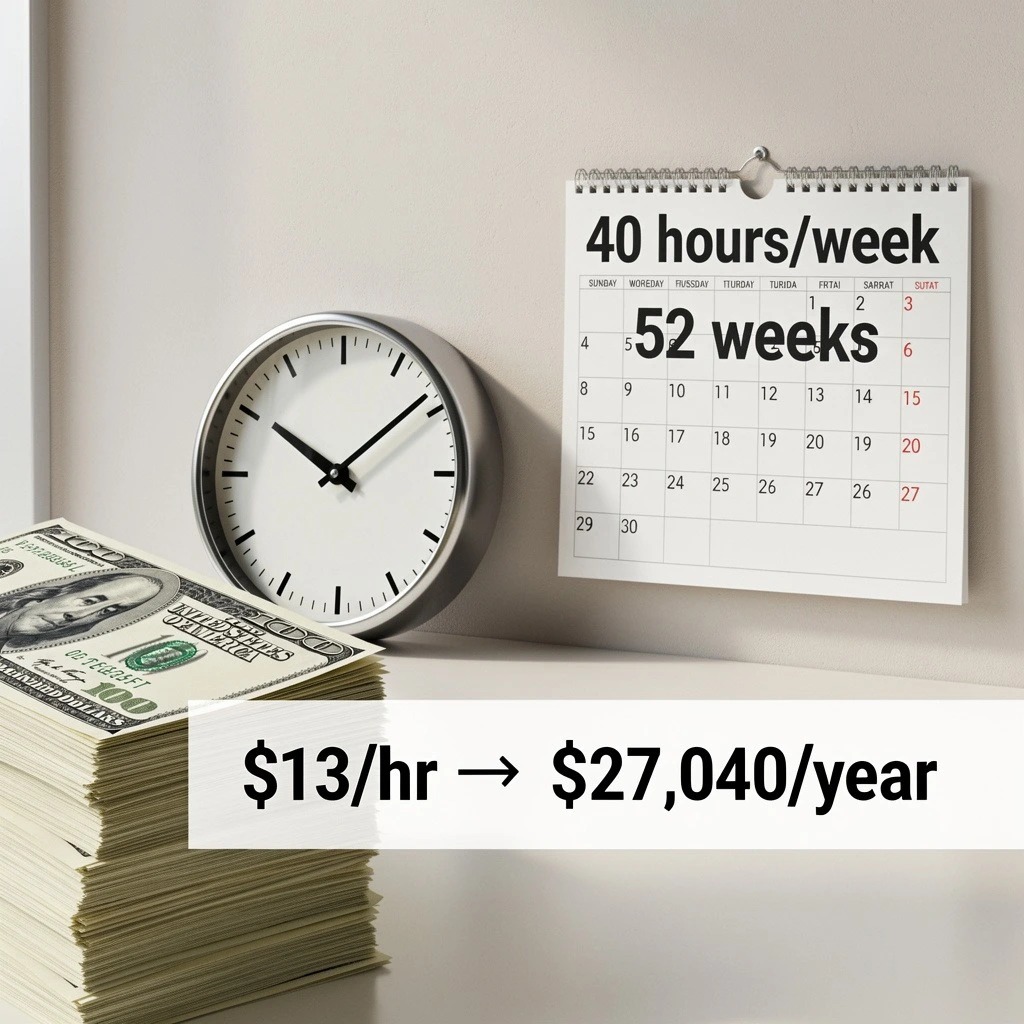 $13/hr $27,040/year